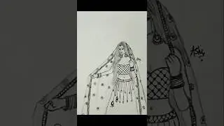 😍how to draw a traditional girl with beautiful lehenga#shorts  #art#drawing#trending🔥#youtubeshorts