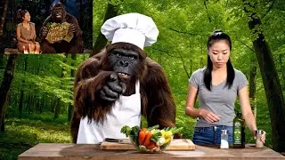 Bigfoot Cook Crocodile with Asian Adult Girl #bigfootvlog #funny #bigfoot #gorilla