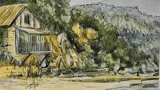 Maison de pêcheurs en Grèce 🇬🇷 | Aquarelle aux portes du Mont Athos (Chalcidique)