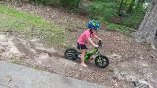 Lil’ E roosting up grandpas yard on his e bike