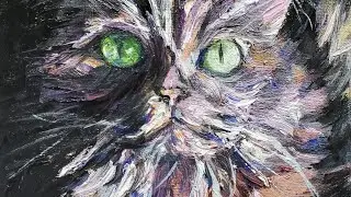 Siberian cat portrait. How to paint cat with oil.  Time laps. 시베리안 고양이 그림. 유화 인상주의 풍경 그림 그리기 강좌