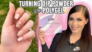 🌼Turning Dip Powder into Polygel! Testing Azure Dip Powder Kit (Sports Length Nails For Beginners)