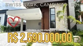 ⚜️TÉRREA ALTO PADRÃO, SWISS PARK CAMPINAS! COMPLETA, 3 SUÍTES, ESCRITÓRIO, PISCINA C PRAINHA❤️