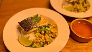Live cooking&mdash; Salmon avocado and corn salsa