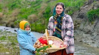 Деревенская девушка готовит индюшачьи ножки с грибами и сметаной! Сельская жизнь