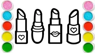 How to draw lipstick with rainbow for kids ? Coloring for kids.