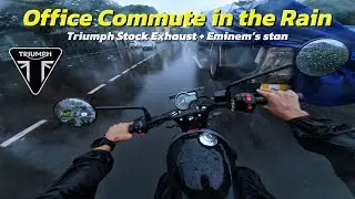 Rainy Morning Ride to Office | Triumph Speed T4 Stock Exhaust + Eminem Stan POV
