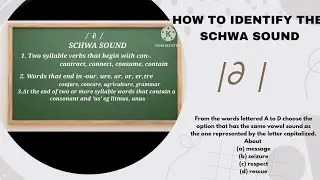 The Schwa Sound. How to identify the Schwa Sound in Words. Schwa Sound Phonetic Environments. JAMB