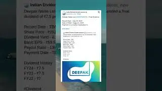 Deepak Nitrite Ltd has fixed record date for final dividend for FY24. #StockMarket #News #Dividend