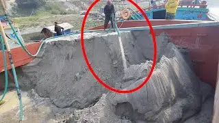 Unloading sand form ship barge unloading video unload sand from big barge ship 399 (29 Jan 2026)