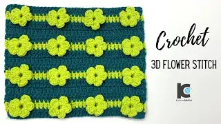 How to Crochet 3D Flower Stitch | Crochet Stitch Tutorial and written instructions