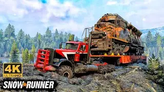 Peterbilt 389 Offroad Truck Towing a Train on Mudding Road In SnowRunner Season 15 #snowrunner