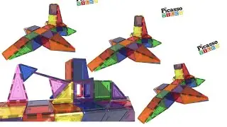 PicassoTiles 60pcs Magnet Building Tiles Clear Magnetic 3D Building Blocks Construction Playboards