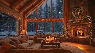 Melodious Christmas Jazz Music 🎶 Relaxing Holiday Vibes with Snowy Winter & Fireplace Sounds