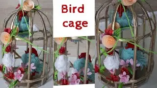 Bird cage with bird/ Diy Bird cage/ Newspaper craft/ Newspaper Cage