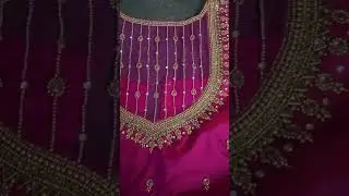 network bridal blouse fancy neck design#aariwork
