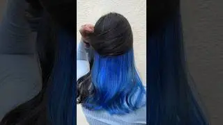 Peek a boo blue hair #peekaboo #underlights #bluehair #haircolor #haircolourtransformation #vasai