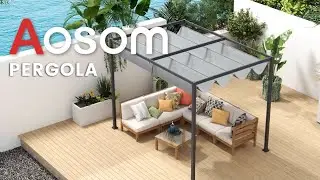 Outsunny Metal Outdoor Pergola with Retractable Roof