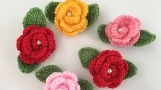 🌷🍃Простое изготовление розы крючком🌹🍃простой вязаный цветок / цветок с мотивом розы / вязаный лист