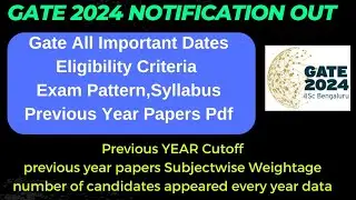 Gate 2024 Notification Out Exam Pattern, Syllabus,Papers SUBJECT WISE Analysis Cutoff,Number of form