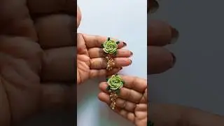 A beautiful pair of Crochet Rose Flower Pattern Earrings using beads | Easy DIY jewelry preview