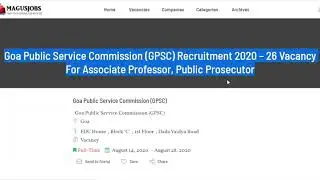 Goa Public Service Commission Recruitment 2020 | GPSC | 26 Vacancy | Goa Jobs | Governement Jobs
