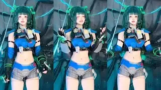 The newly awakened robot doll dances