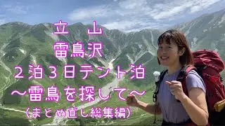 夏の立山・雷鳥沢テント２泊　まとめ版 Japan, Northern Alps, Tateyama, Raityozawa, hiking, tent.【無体力・初心者・女性・絶景登山】
