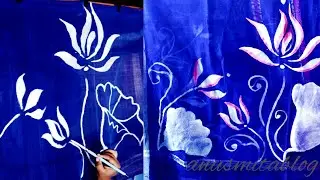 How to Paint on Sari / Sari hand Painting / Simple Cloth painting