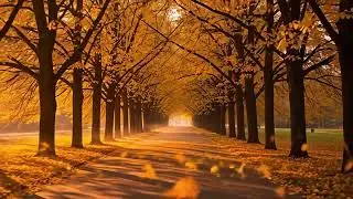Autumn Park Lane Golden Sunlight Falling Leaves Stock Footage | Akashtola #copyrightfree