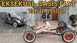 EKSEKUSI SASIS FIAT TAHUN 1950an..cakep untuk bahan custom HOTROD,roda originalnya masih ada