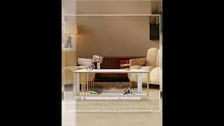 Modern 2-Tier White & Gold Coffee Table For Living Room