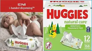 Huggies Natural Care Sensitive Baby Wipes || Unscented || Hypoallergenic, 99% Purified Water, 12
