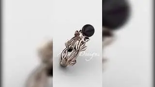 Celtic Trinity Knot Bridal Ring, 14kt Rose Gold Black Cultured Pearl Leaf Engagement Ring CTBP7522