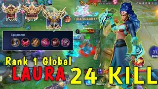 24 Kills + Quadrakill !!! Laura Best Build 2024 - Laura Top 1 Global 2024