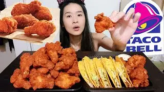 SO CRISPY! Taco Bell NEW Chicken Wings! Crunchy Tacos & Spicy Chicken Wings - Mukbang w Crunchy Asmr