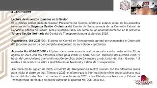 TERCERA SESION ORDINARIA DEL COMITE DE TRANSPARENCIA DEL 2025