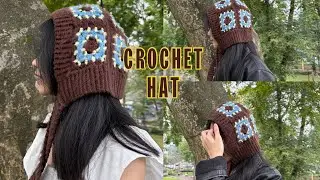 How to Crochet a Granny Square Earflap Hat | Easy Tutorial(part 1)