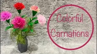 How To Make Easy Nylon Stocking Flower Step By Step (Colorful Carnations)