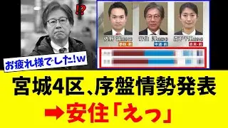 【緊急】衆議院・宮城4区の序盤情勢が発表される⇒安住淳さん大慌ての結果にｗｗｗ
