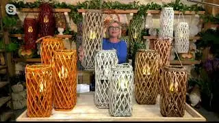 Barbara King Square Wicker Lantern with Tiki Flame on QVC