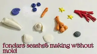 fondant seashell making without mold. fondant cake topper for mermaid cake design.