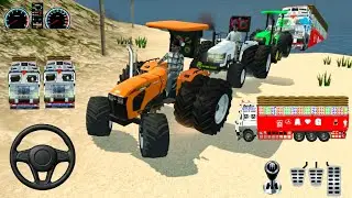 Indian Truck Stuck in Deep Sea 🌊| Three Tractors Rescue the Truck | Realistic Indian Tractor Game🎮