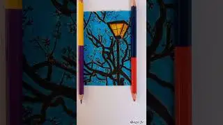Colored Pencil-Street light+Trees #shorts #coloredpencil #art #streetlight #treedrawing #drawing