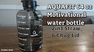 AQUAFIT 64 oz Water Bottle with Time Marker - 2in1 Straw & Chug Lid #aquafit #review