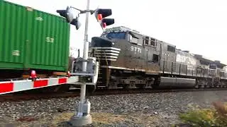 CP Heritage Unit On Fast CSX Train. GP38-2 Flys By Long Hood Forward. Big NS Intermodal Train + More