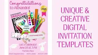 Kids graduation party invitation, editable graduation invite girl, girl's graduation party,kids grad