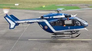 Eurocopter EC145 | Gendarmerie | Startup & Takeoff at Nancy Essey Airport #helicopter #aviation