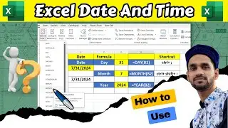 How to Use Date And Time Function in Excel | Today | Month | Year | Date | Day| Now| #exceltips