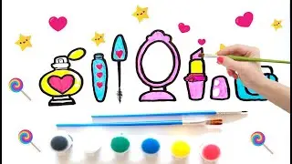 Makeup Tools Drawing and Coloring for Kids & Toddlers | Drawing Cosmetics for Kids and Toddlers